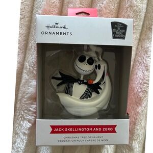 Hallmark The Nightmare Before Christmas Jack Skellington and Zero Ornament NIB